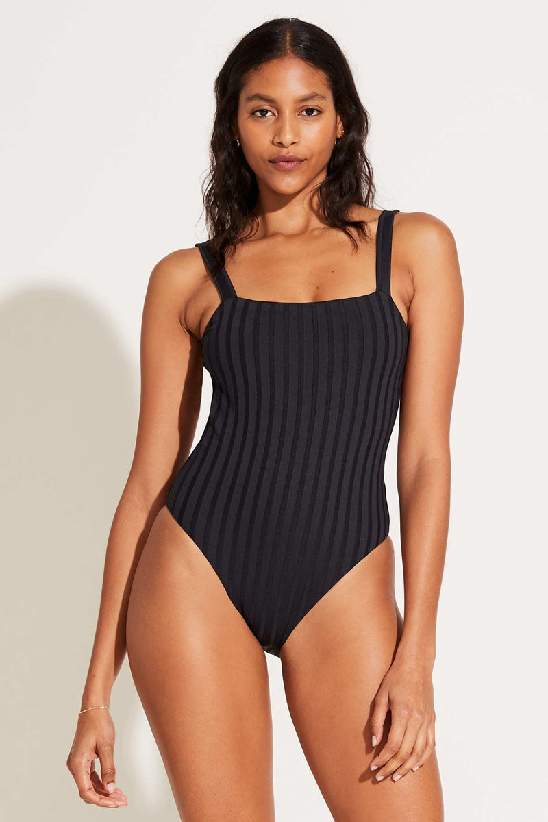 Vitamin A Leah Square Neck One Piece in Aloe SuperRib – Sandpipers