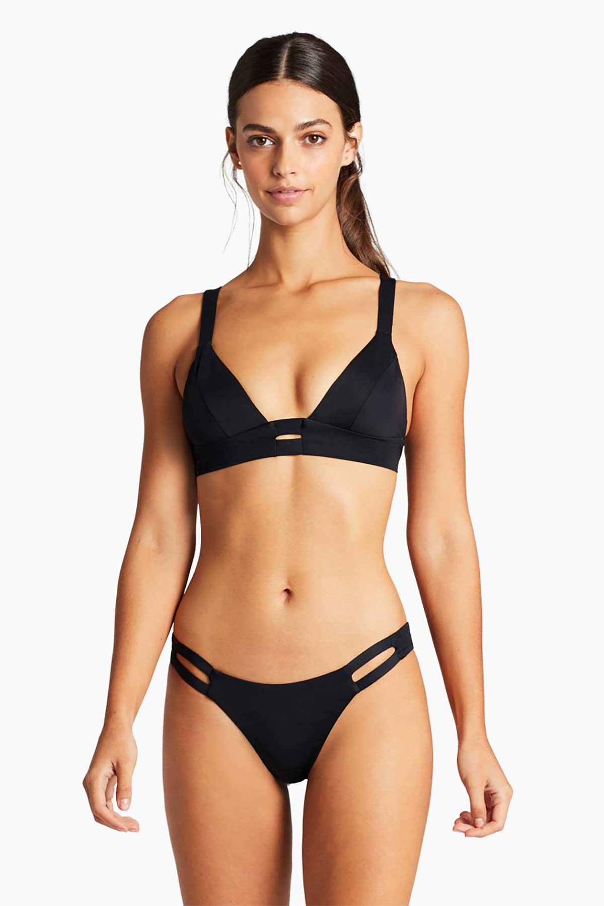 Vitamin A Cosmo Tri Bikini Top - Black EcoRib – Melmira Bra